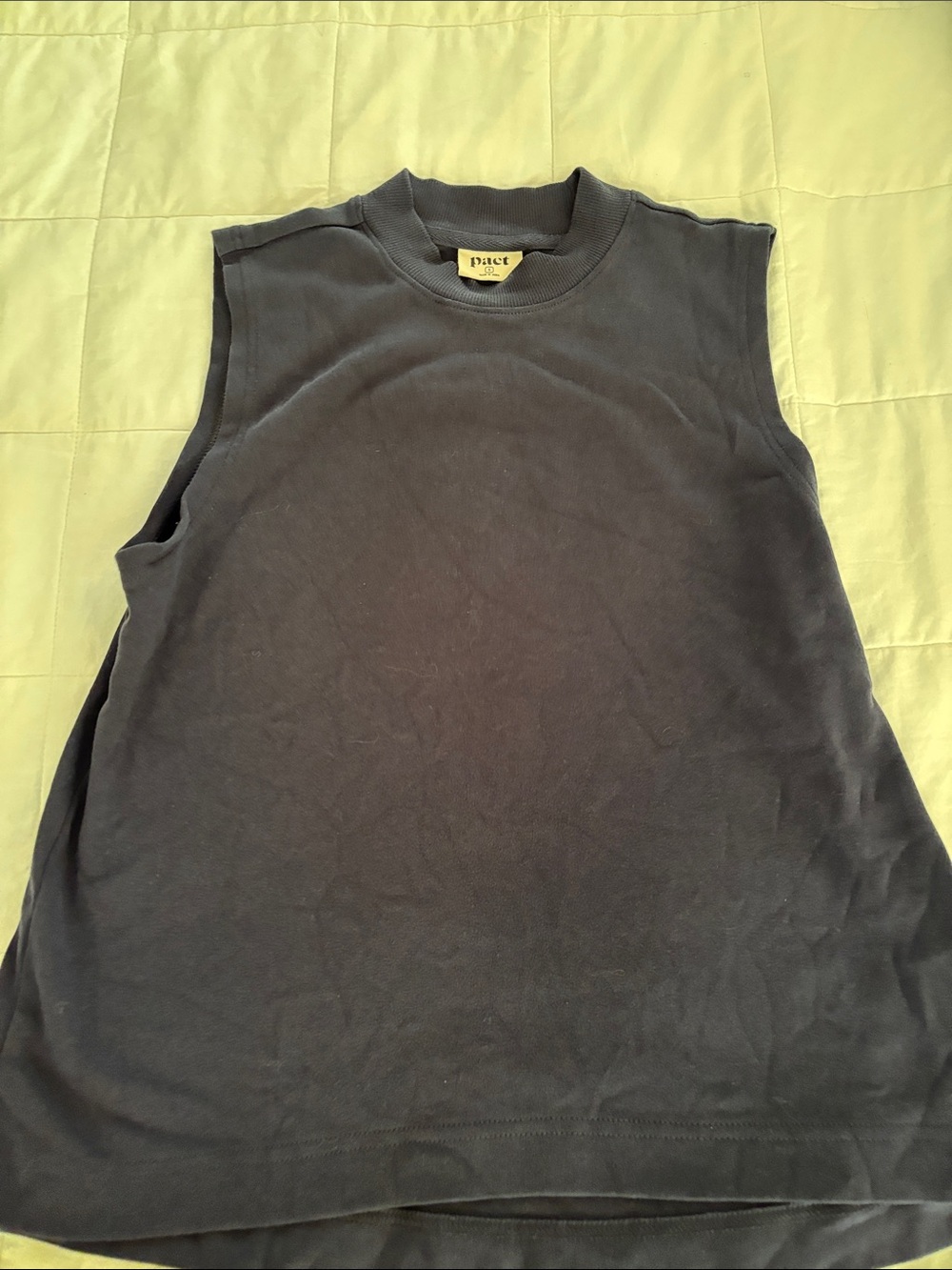 Pact women’s Sleeveless Crewneck Tank - navy organic cotton sz small